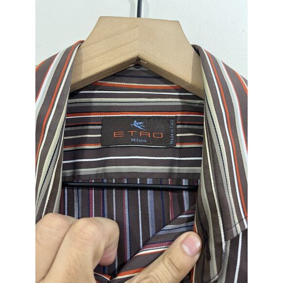 Etro Milano Stripe Button Down Dress Shirt 40 Quiet Luxury Old Money Preppy Club - Picture 5 of 14